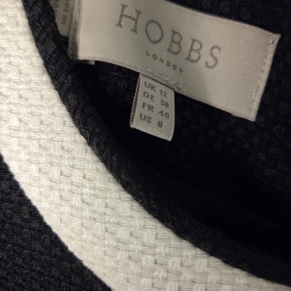 Hobbs London Elegant Black and White Sleeveless Sheath Dress Size 8 Preloved - Picture 5 of 11